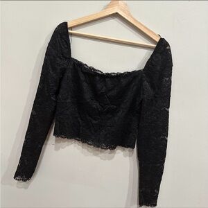 Guess Lace Crop Long Sleeve Top